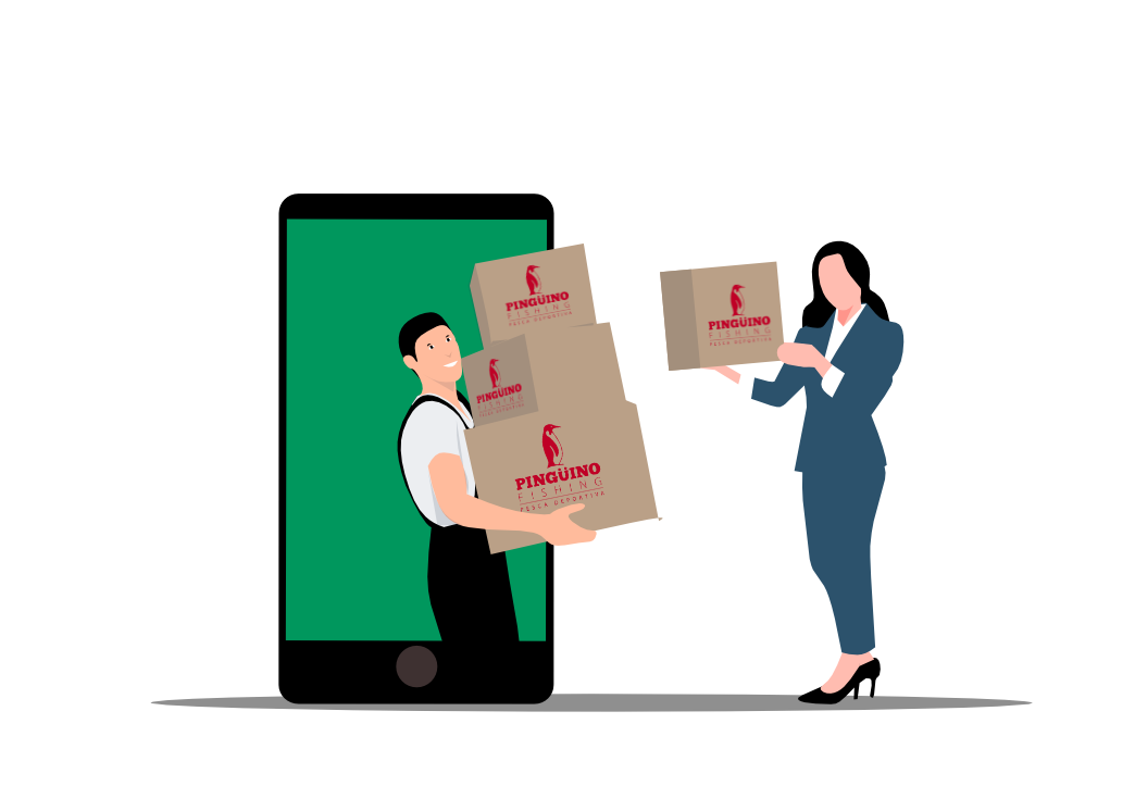 Vector de un repartidor con cajas